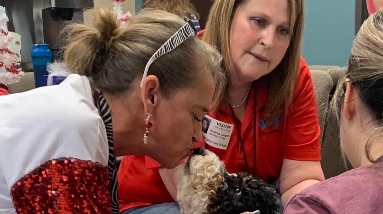 Kylo during an Angel Paws school visit