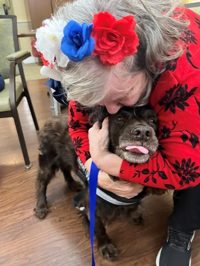 Covey during an assisted living facility visit